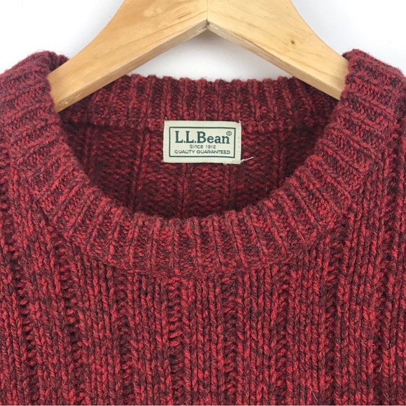 SOLD - LL Bean Men's 100% Lambs Wool Knit Sweater Burgundy Red EUC - Picture 3 of 13